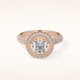0.09 CT Round Shaped Halo & Pave Moissanite Engagement Ring