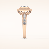 0.09 CT Round Shaped Halo & Pave Moissanite Engagement Ring
