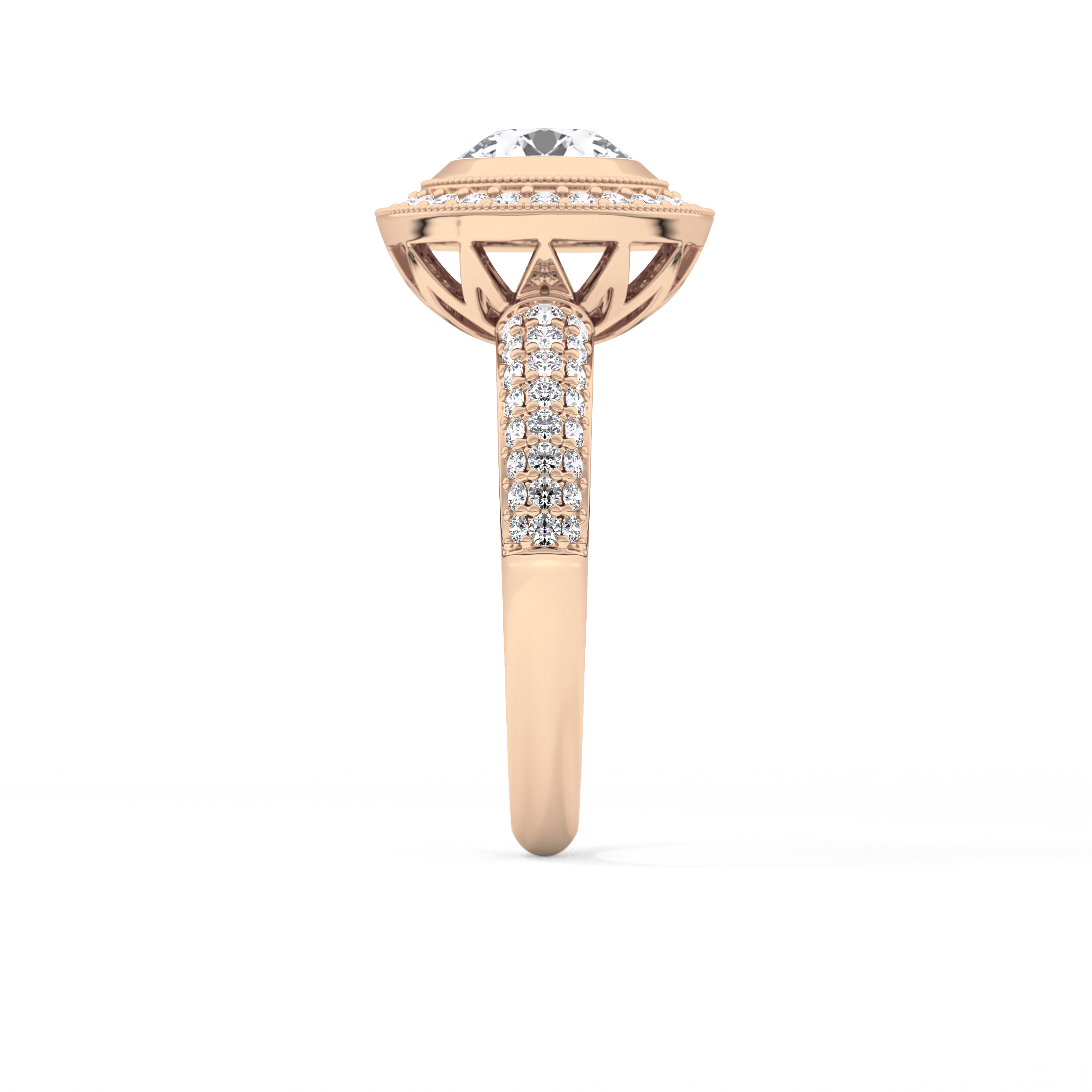 Round Halo & Pave Lab Grown Diamond Engagement Ring