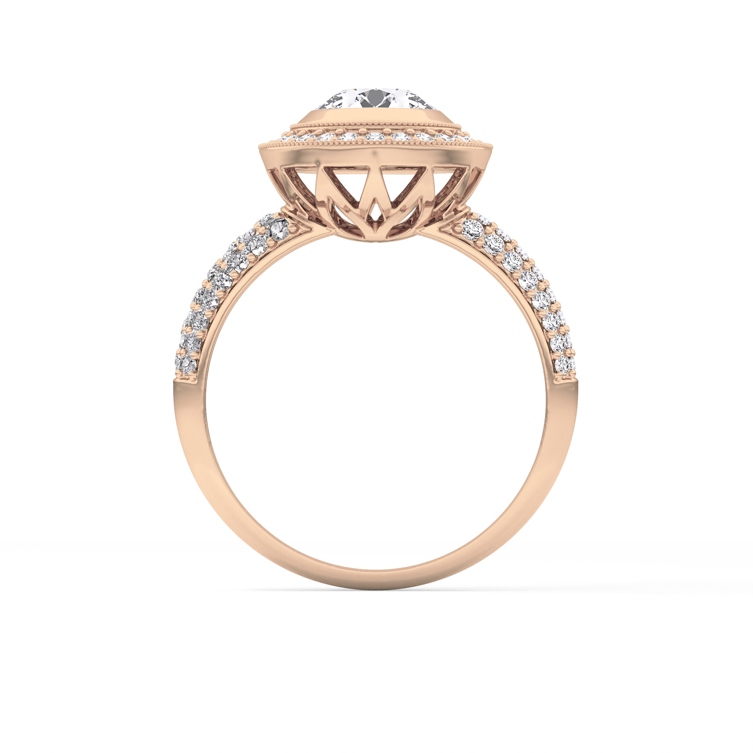 Round Halo & Pave Lab Grown Diamond Engagement Ring