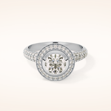 0.09 CT Round Shaped Halo & Pave Moissanite Engagement Ring