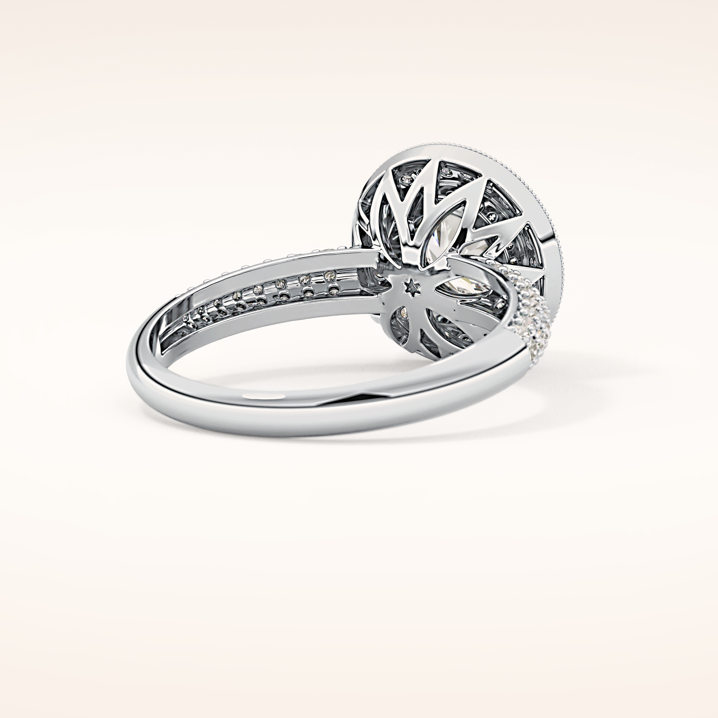 0.09 CT Round Shaped Halo & Pave Moissanite Engagement Ring