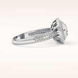 0.09 CT Round Shaped Halo & Pave Moissanite Engagement Ring