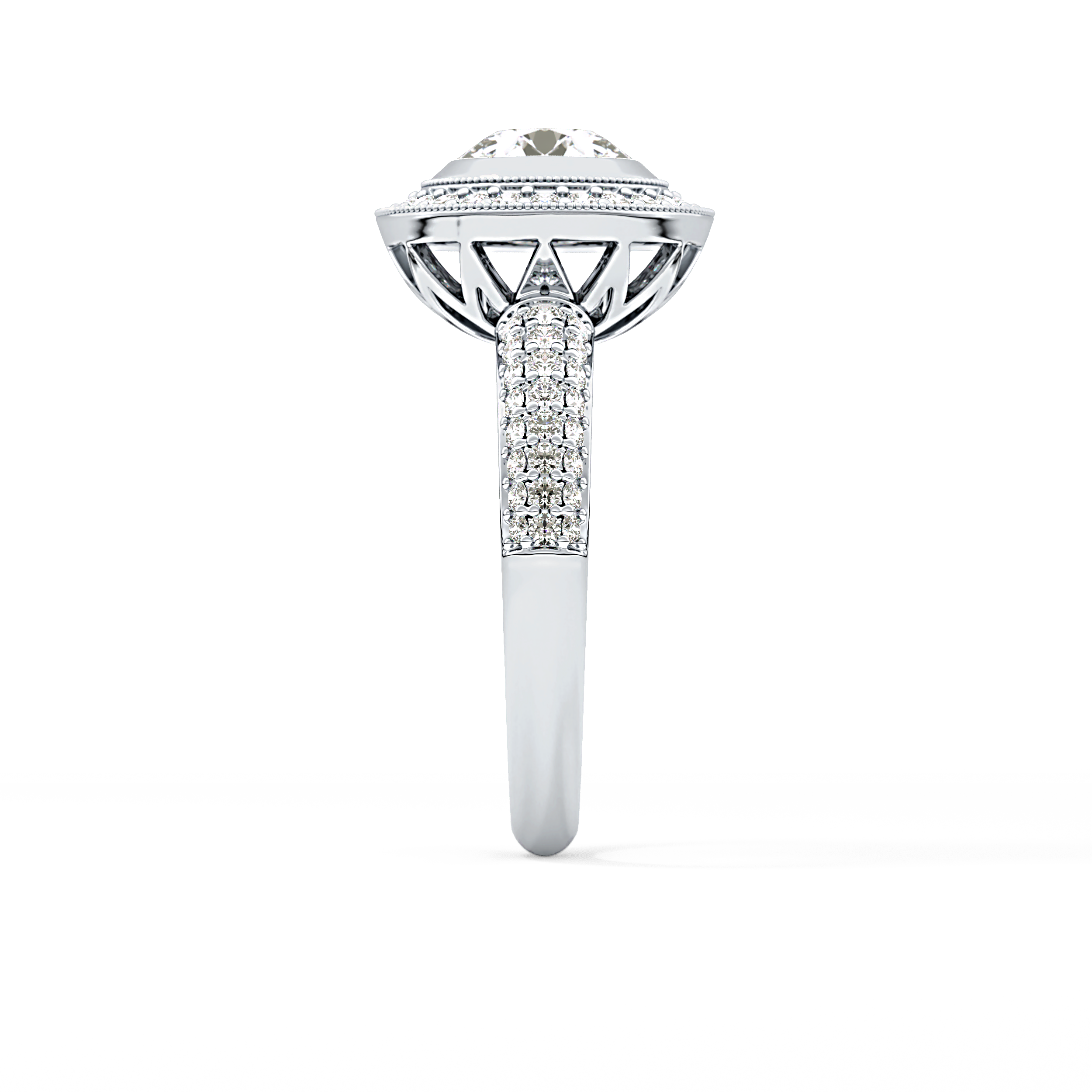 Round Halo & Pave Lab Grown Diamond Engagement Ring