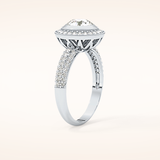 0.09 CT Round Shaped Halo & Pave Moissanite Engagement Ring