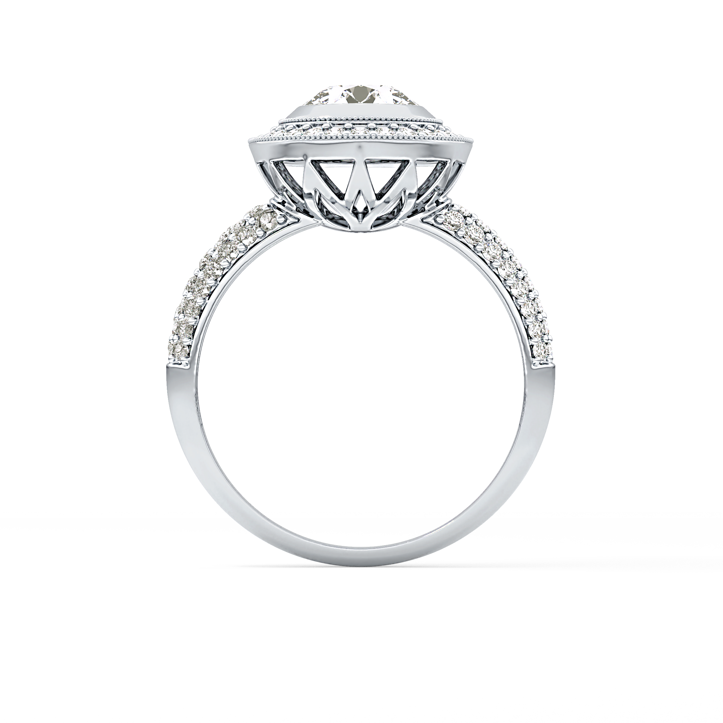 Round Halo & Pave Lab Grown Diamond Engagement Ring