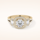 1.28 CT Round Shaped Cluster Moissanite Engagement Ring