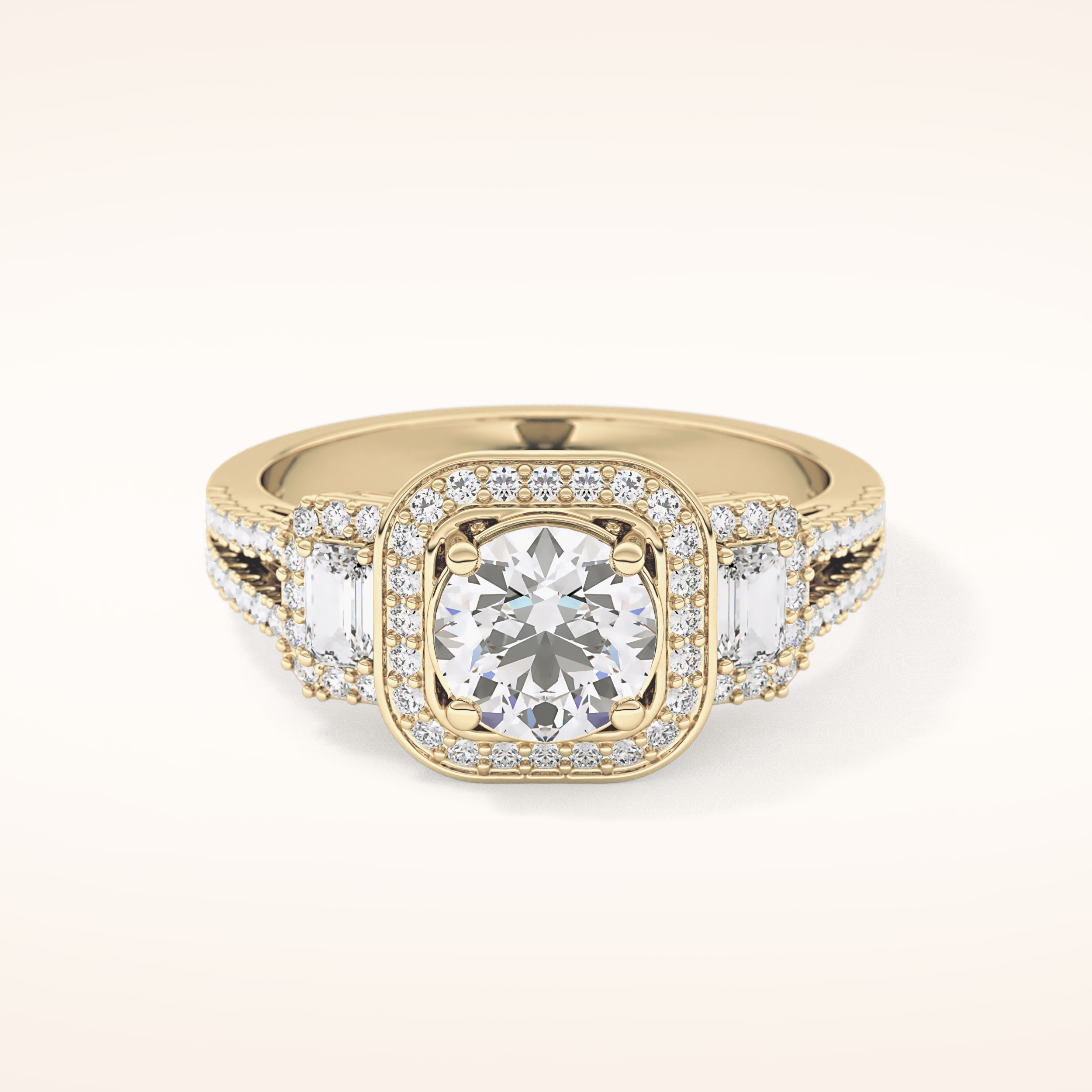 1.28 CT Round Shaped Cluster Moissanite Engagement Ring