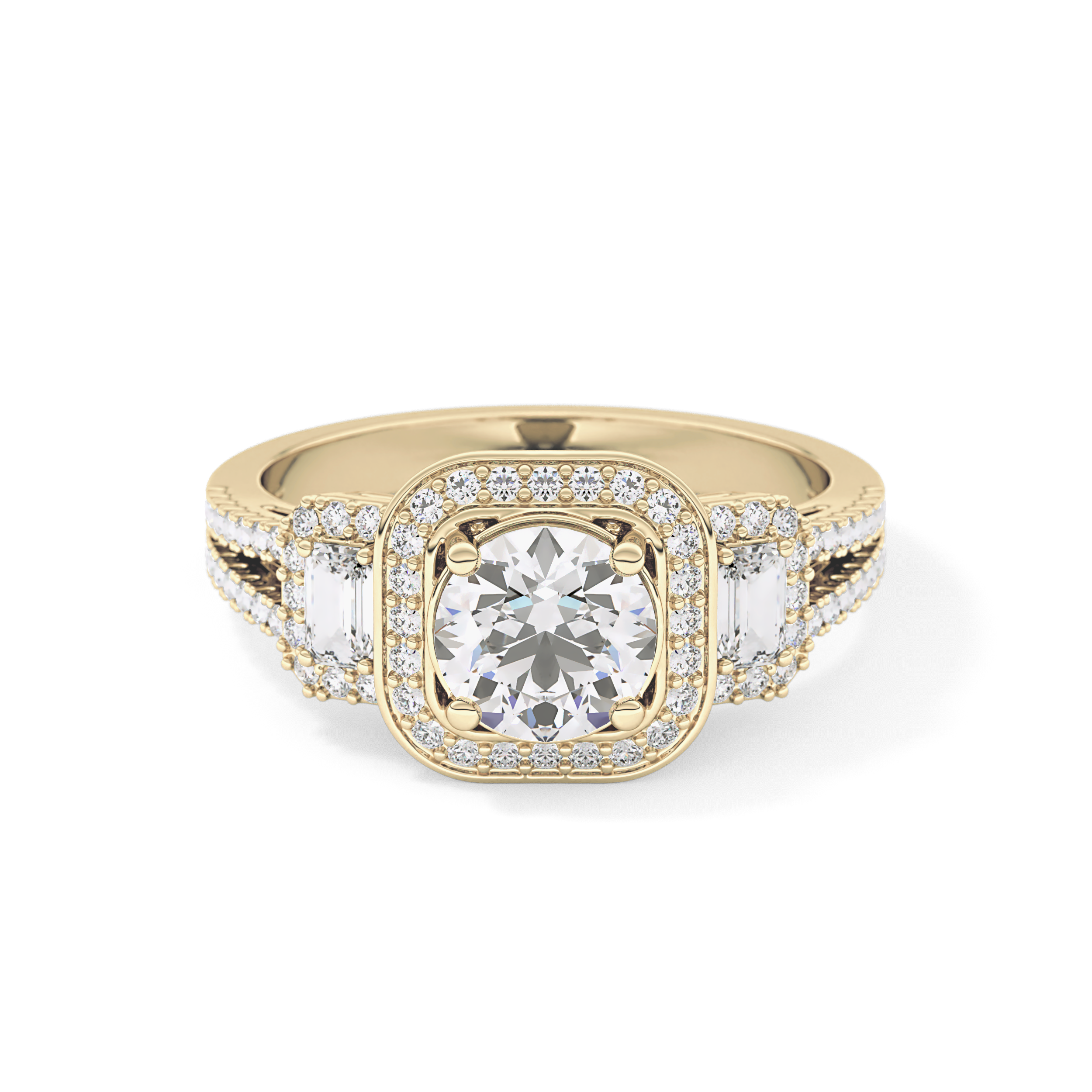 Round Cluster Lab Grown Diamond Engagement Ring