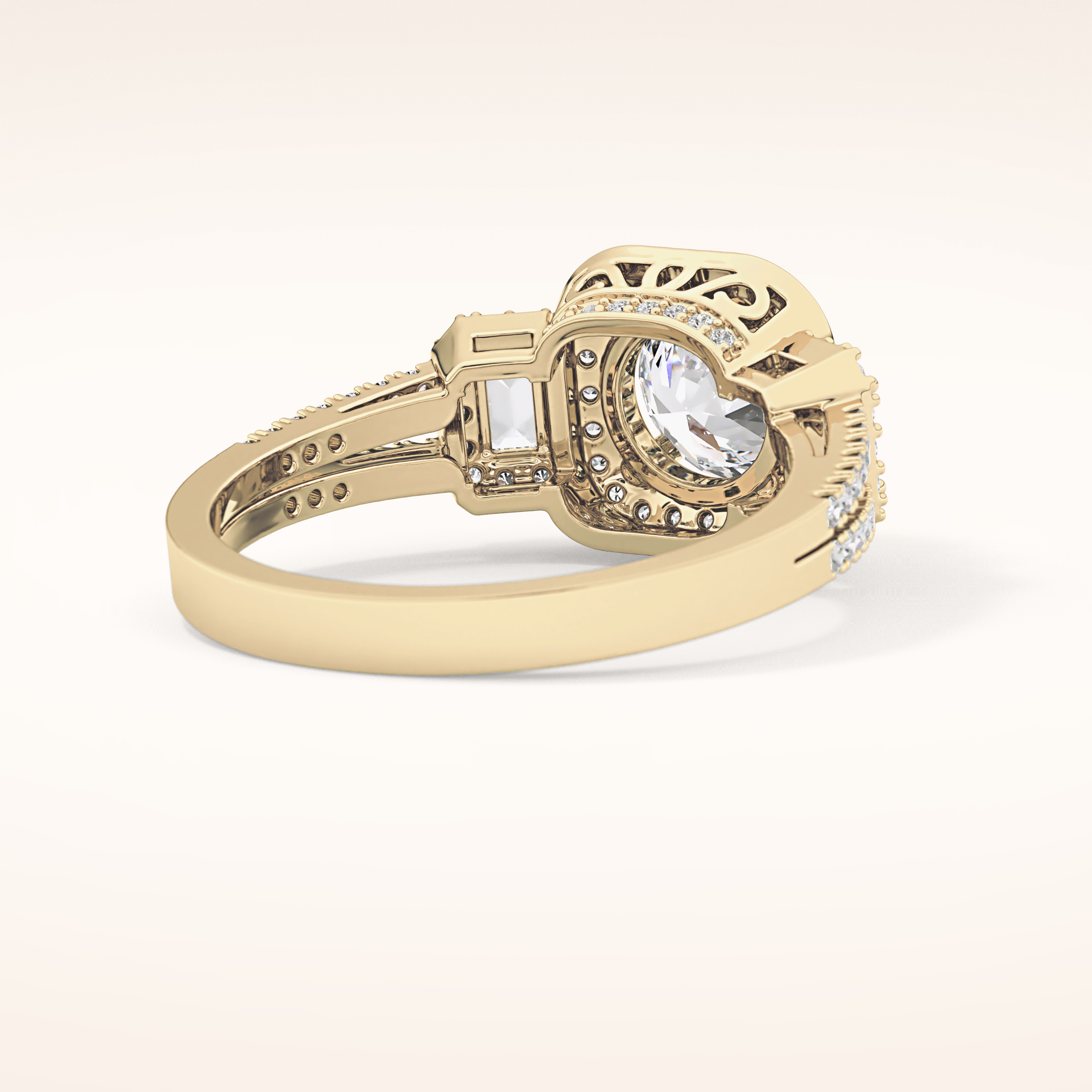 1.28 CT Round Shaped Cluster Moissanite Engagement Ring