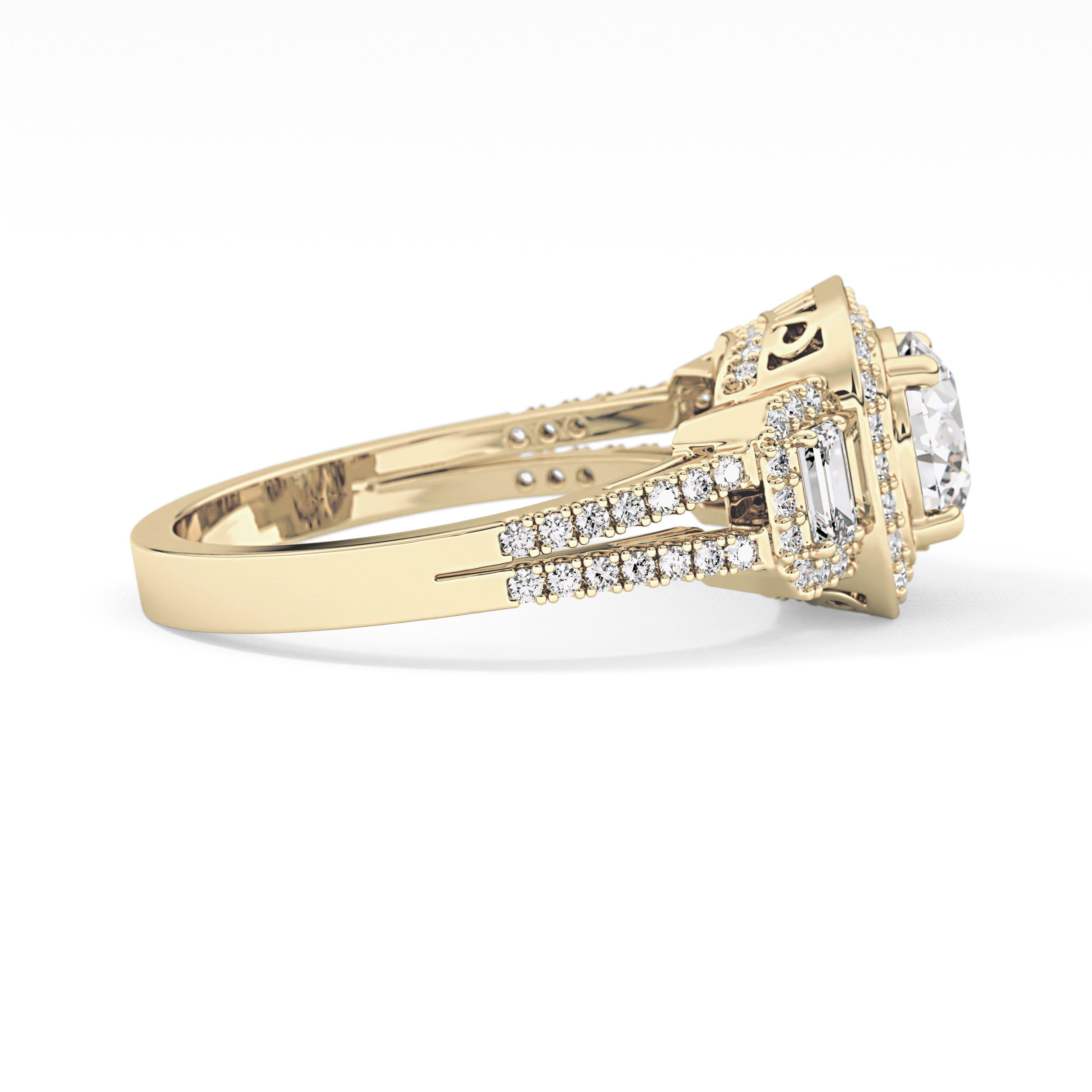 Round Cluster Lab Grown Diamond Engagement Ring