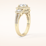 1.28 CT Round Shaped Cluster Moissanite Engagement Ring