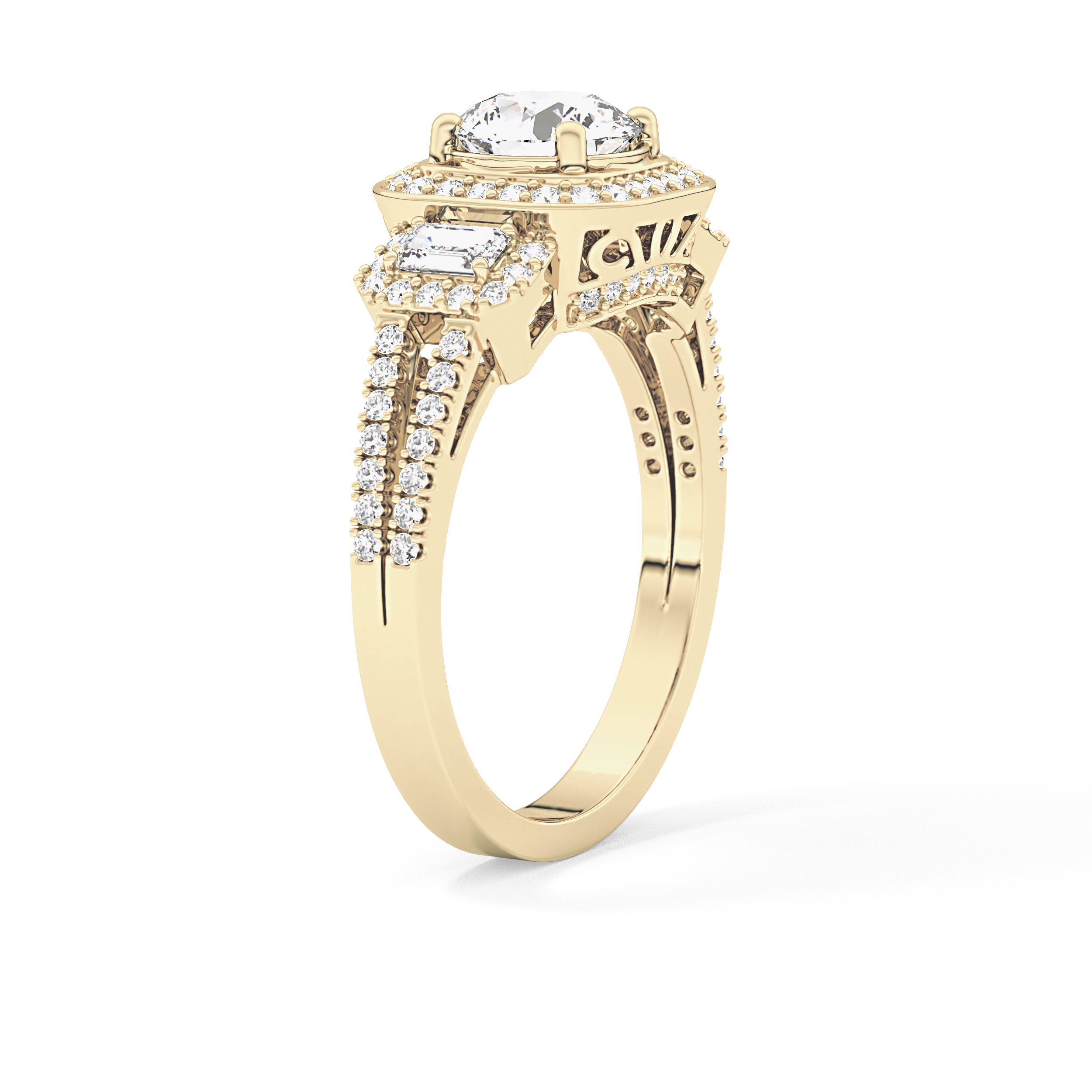 Round Cluster Lab Grown Diamond Engagement Ring