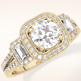 1.28 CT Round Shaped Cluster Moissanite Engagement Ring