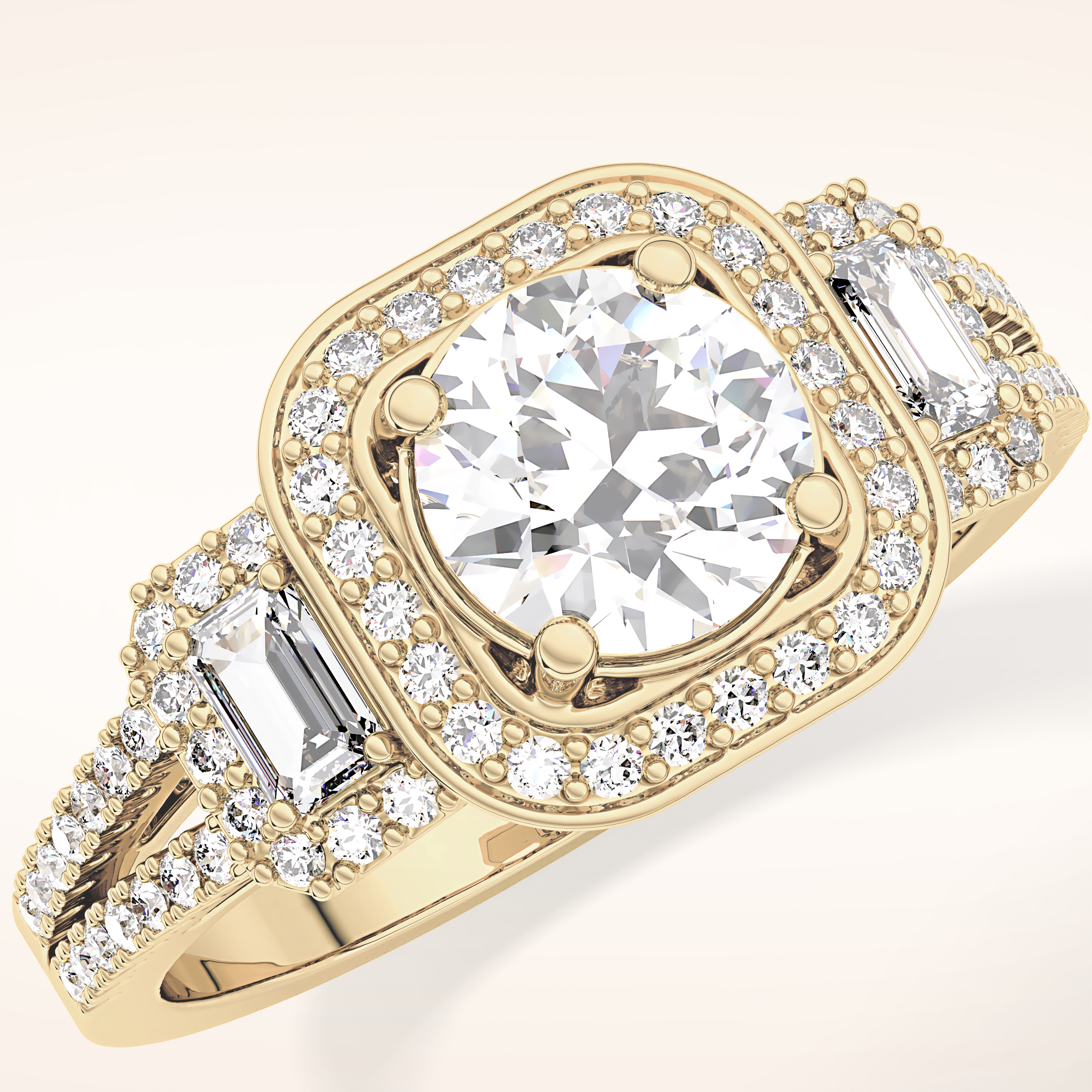 1.28 CT Round Shaped Cluster Moissanite Engagement Ring