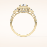 1.28 CT Round Shaped Cluster Moissanite Engagement Ring