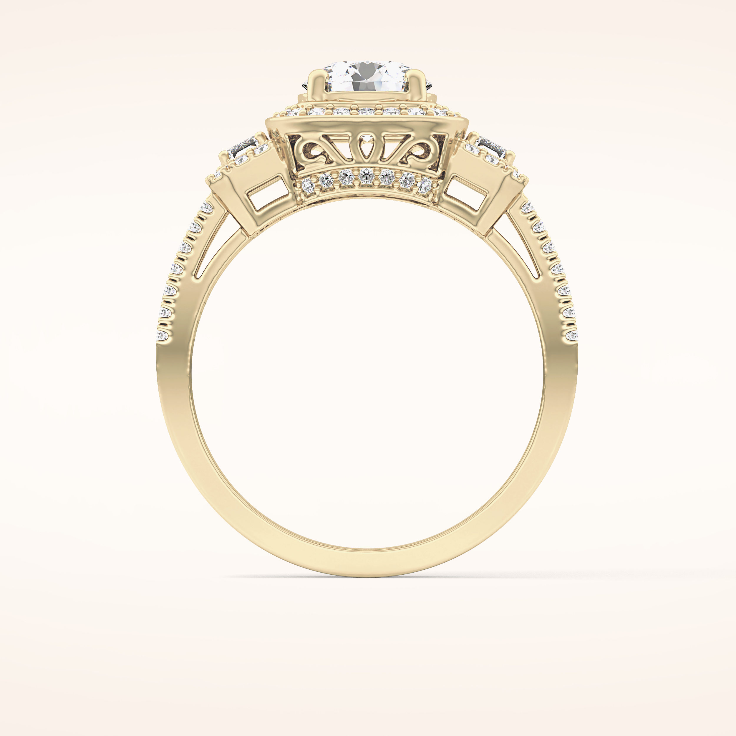 1.28 CT Round Shaped Cluster Moissanite Engagement Ring