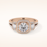 1.28 CT Round Shaped Cluster Moissanite Engagement Ring