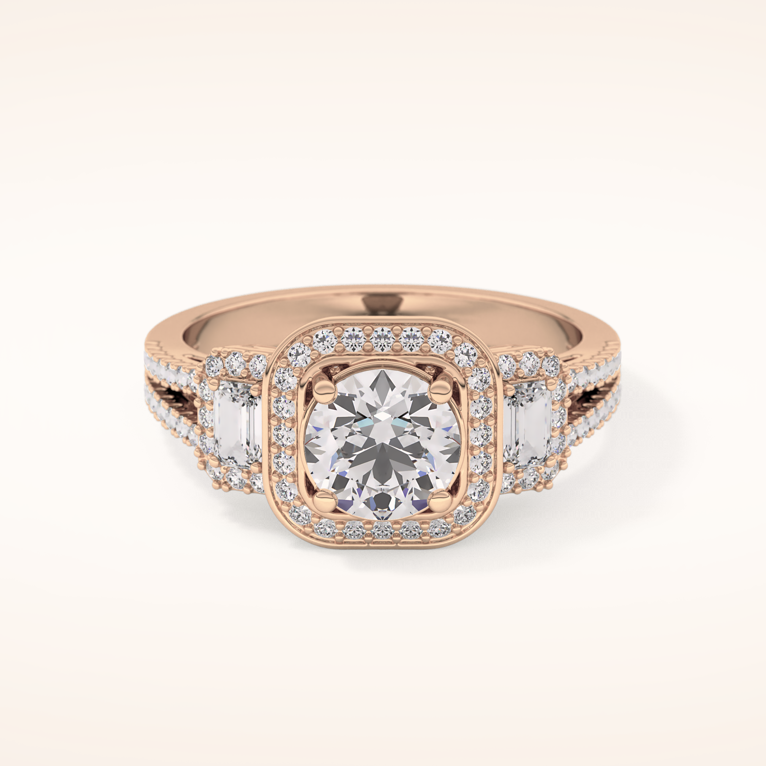 1.28 CT Round Shaped Cluster Moissanite Engagement Ring