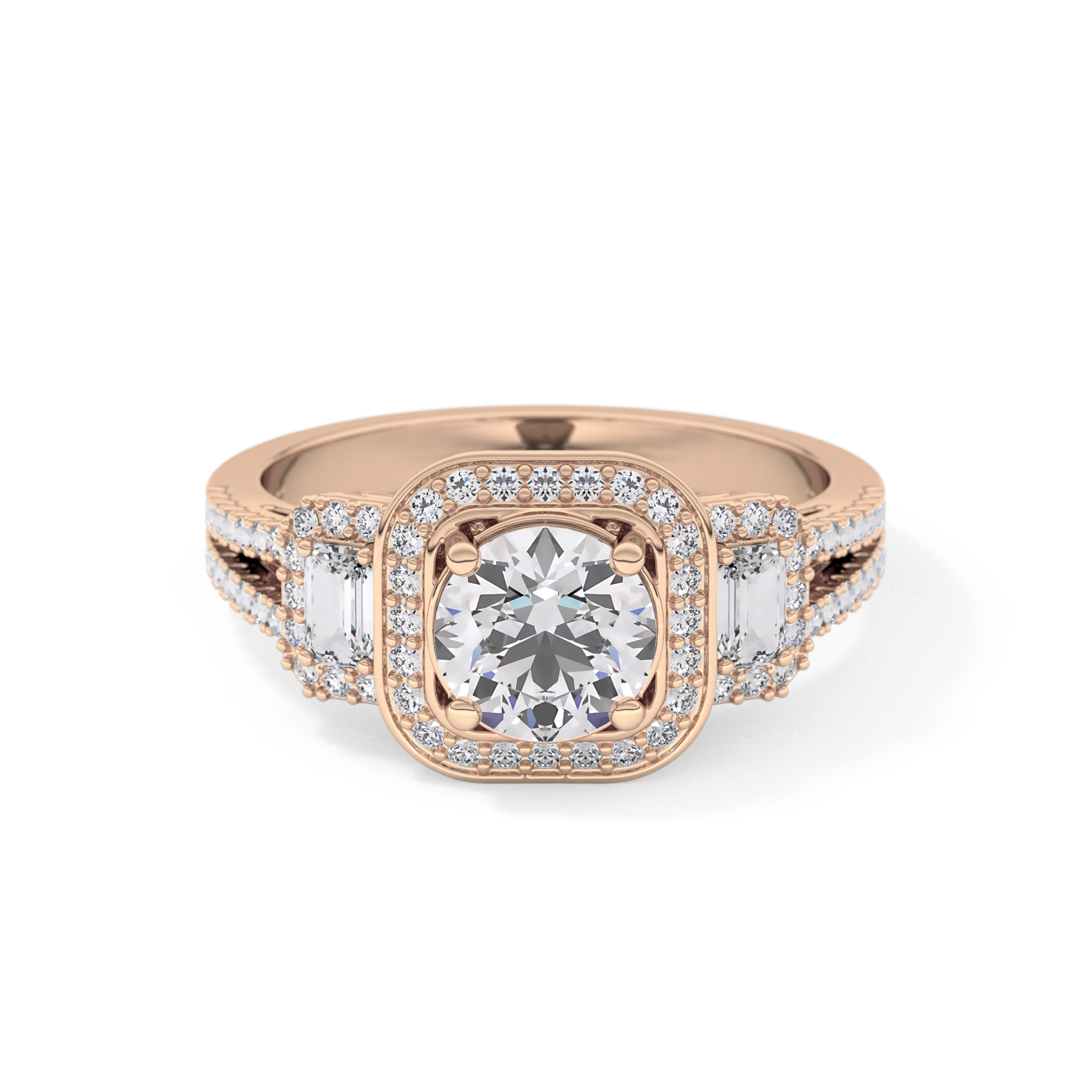 Round Cluster Lab Grown Diamond Engagement Ring