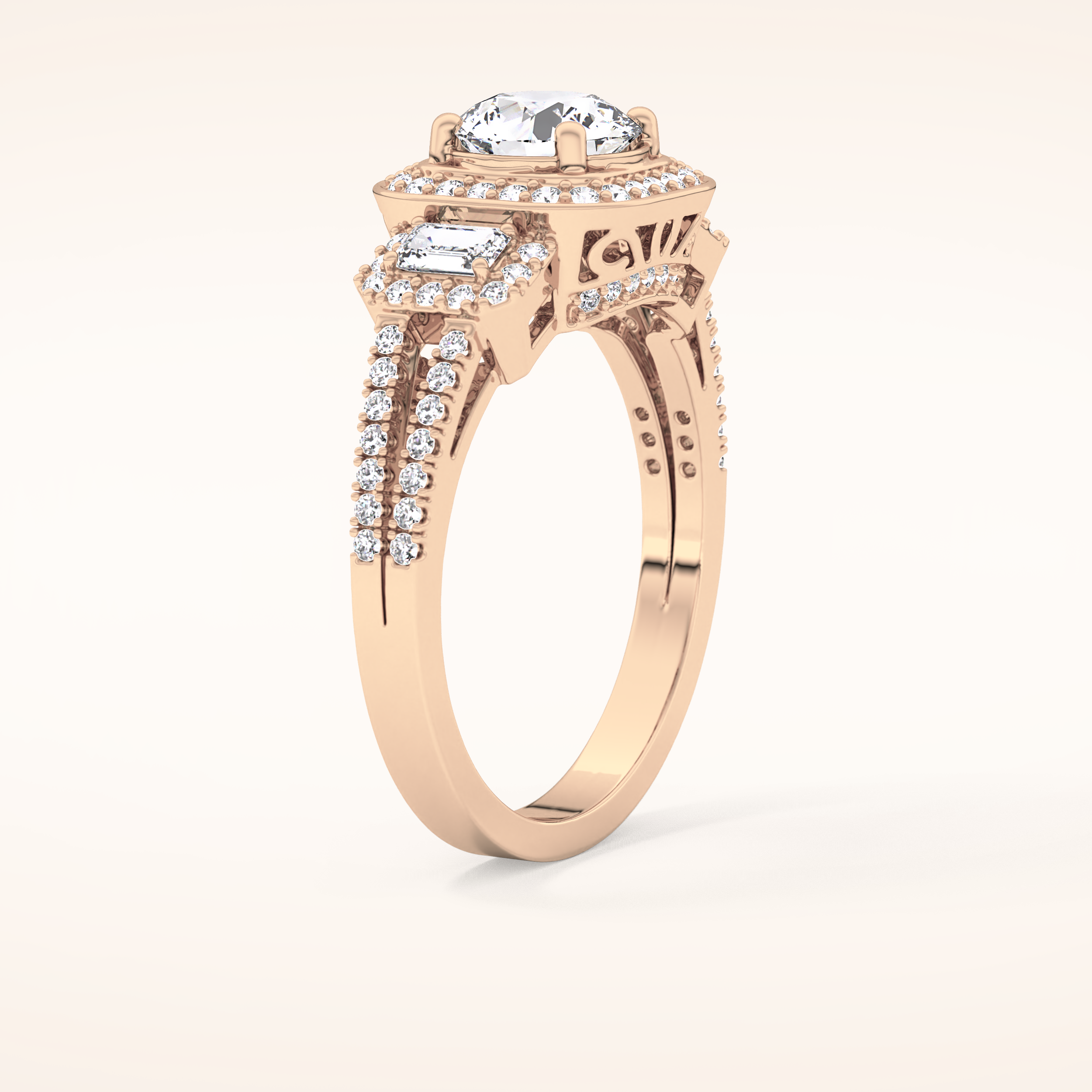 1.28 CT Round Shaped Cluster Moissanite Engagement Ring