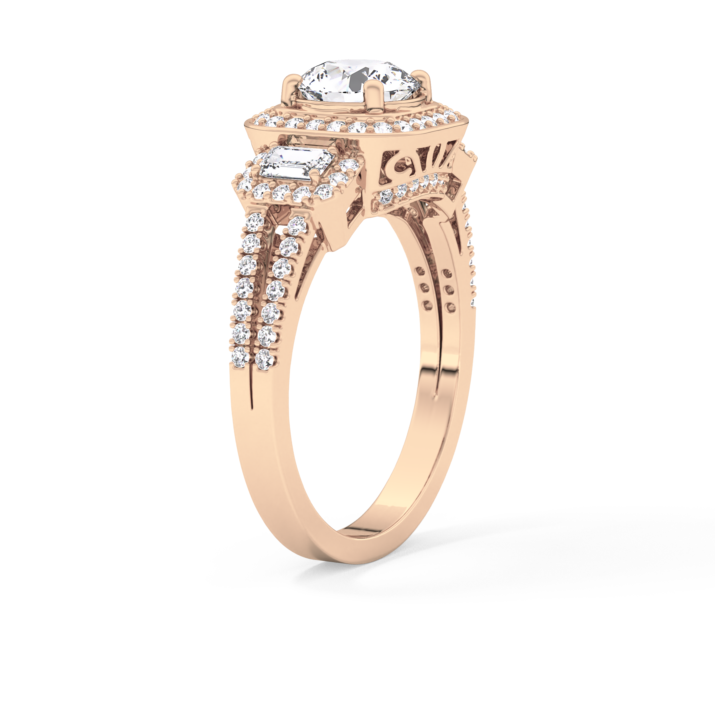 Round Cluster Lab Grown Diamond Engagement Ring