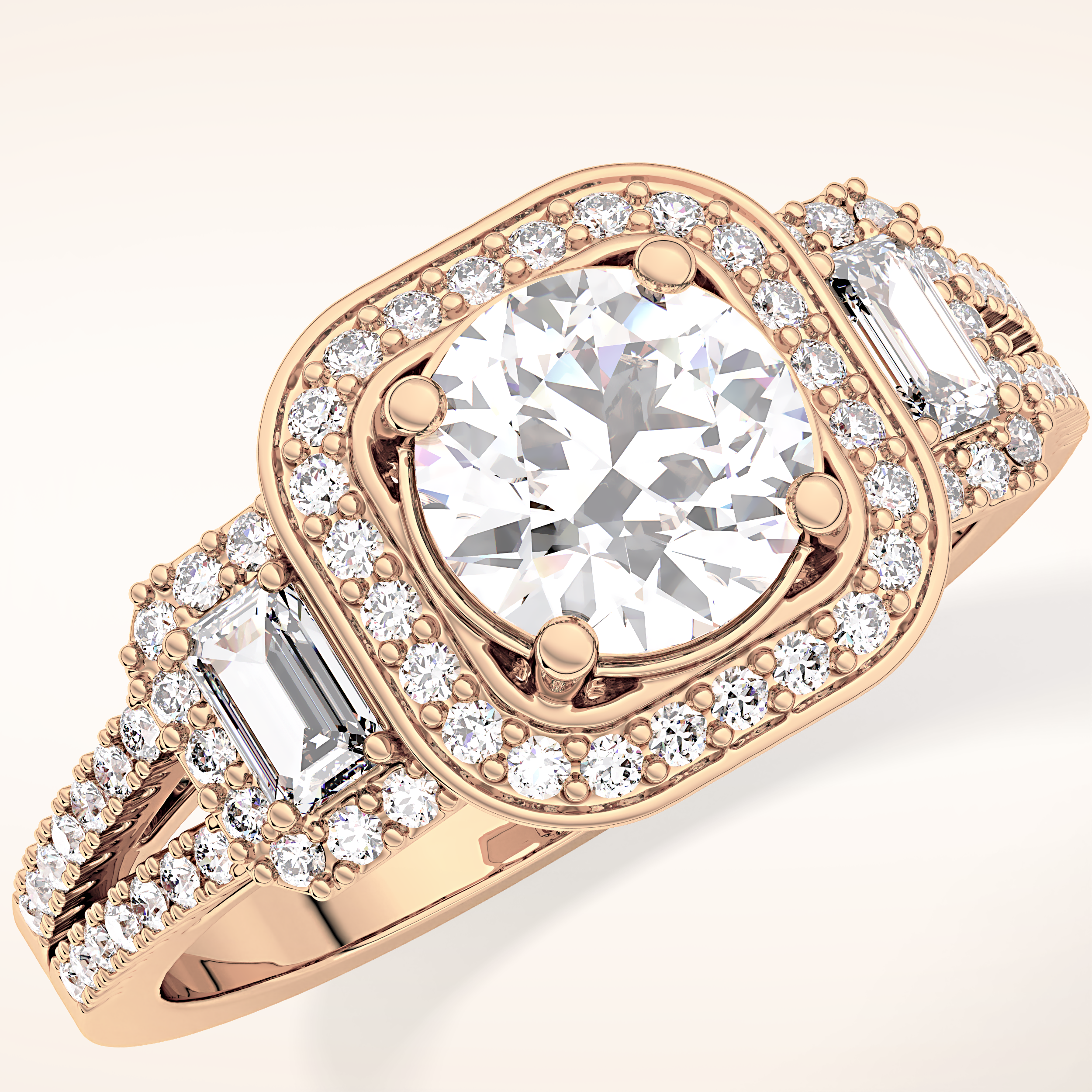 1.28 CT Round Shaped Cluster Moissanite Engagement Ring