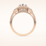 1.28 CT Round Shaped Cluster Moissanite Engagement Ring