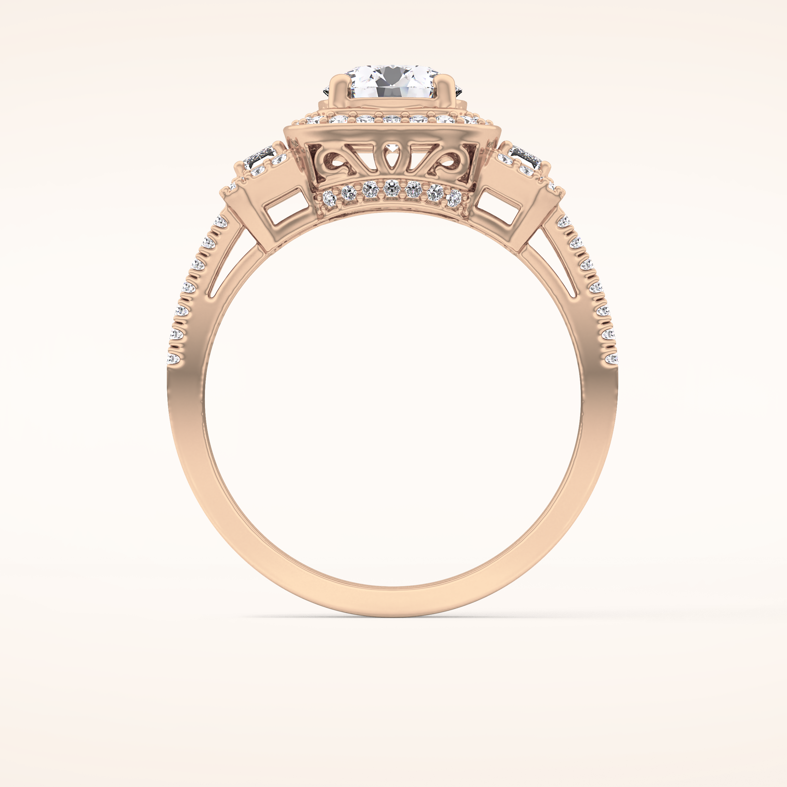 1.28 CT Round Shaped Cluster Moissanite Engagement Ring