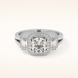 1.28 CT Round Shaped Cluster Moissanite Engagement Ring