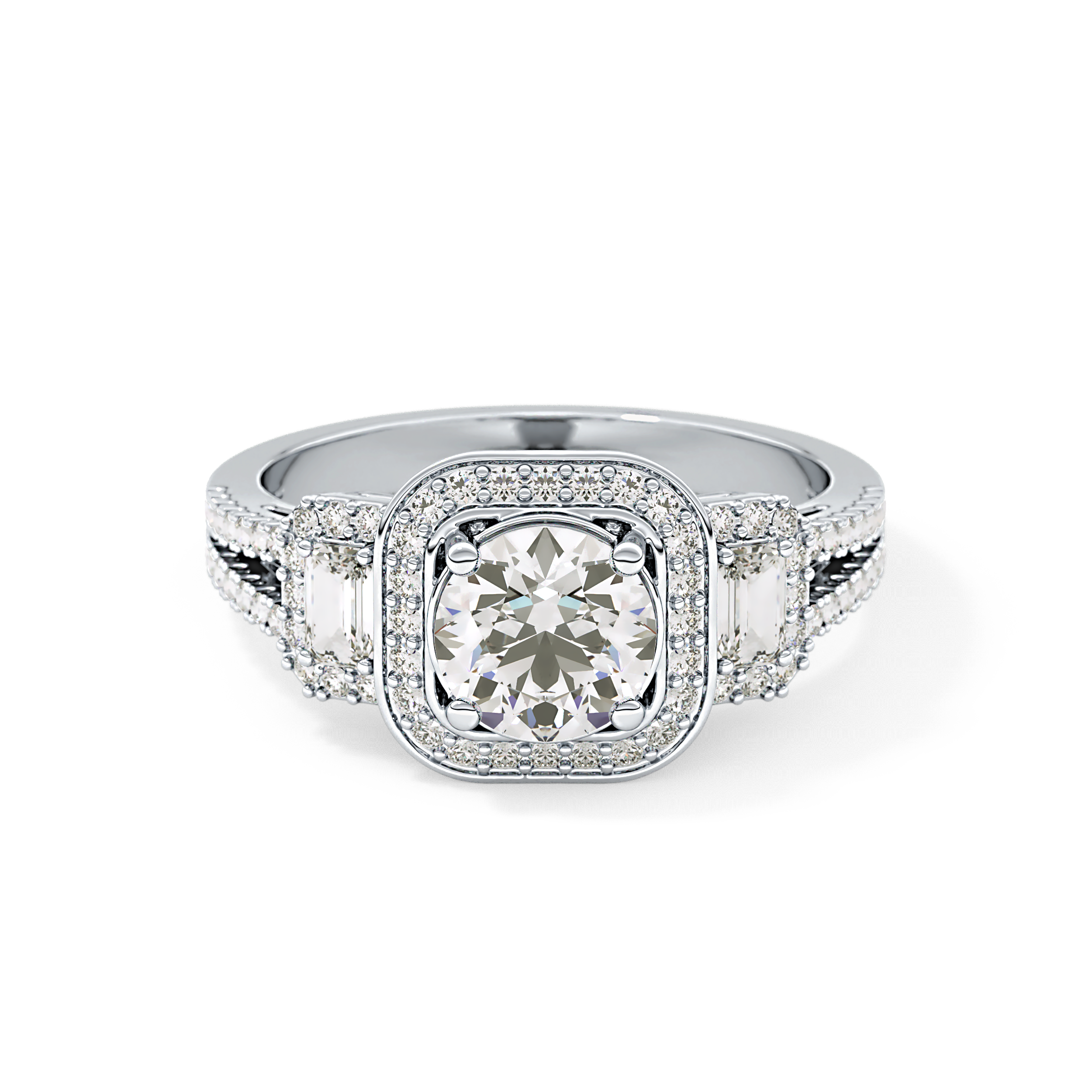 Round Cluster Lab Grown Diamond Engagement Ring