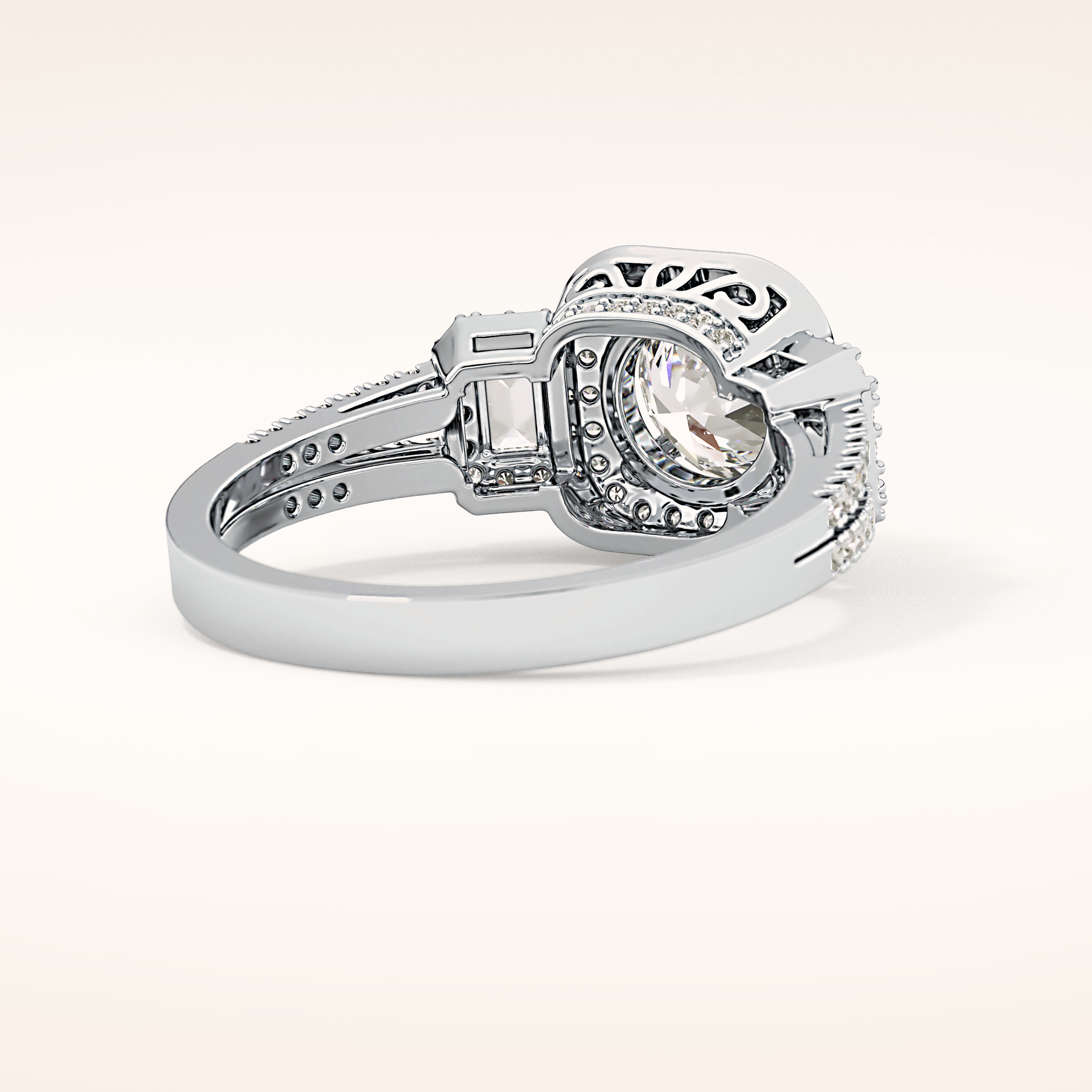 1.28 CT Round Shaped Cluster Moissanite Engagement Ring