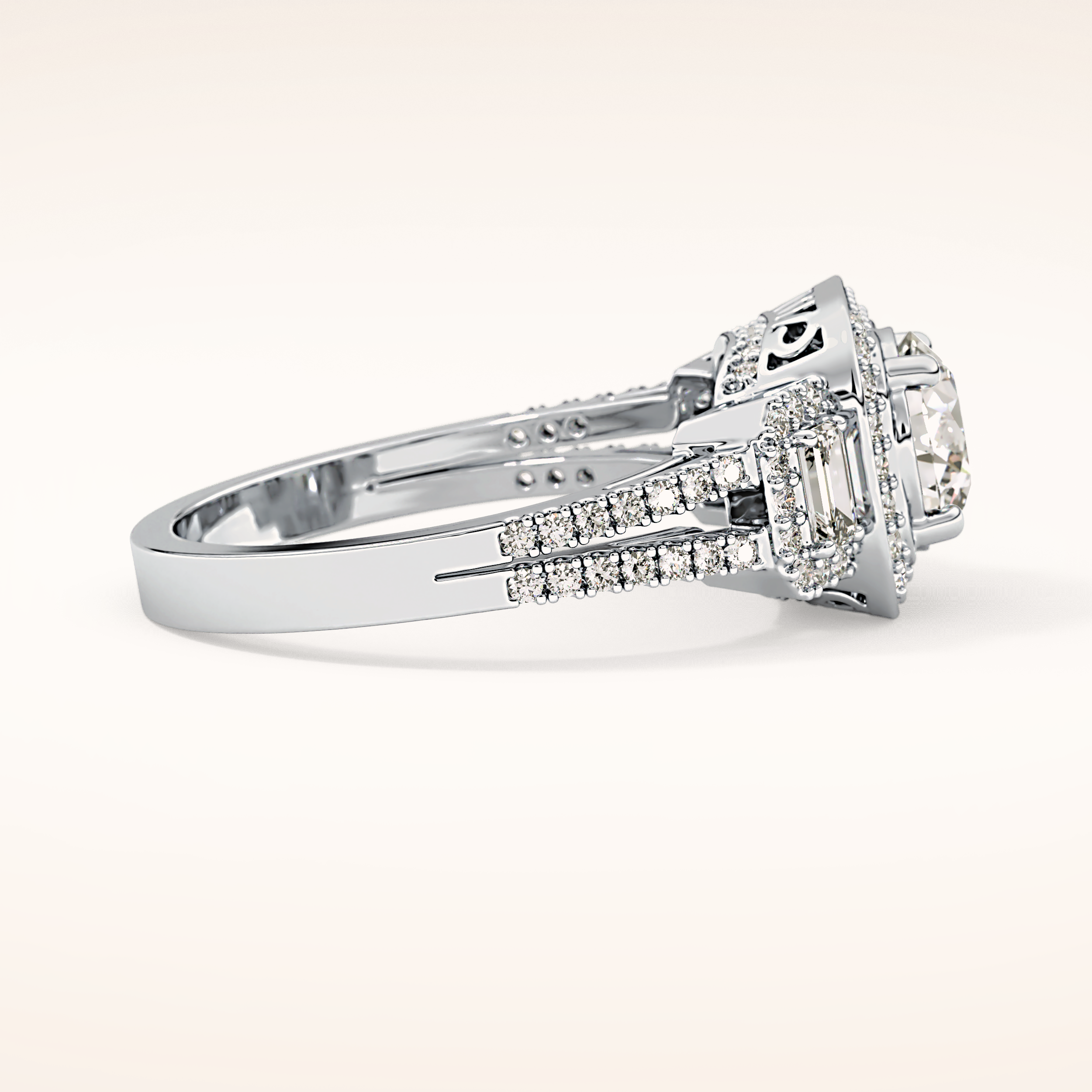 1.28 CT Round Shaped Cluster Moissanite Engagement Ring
