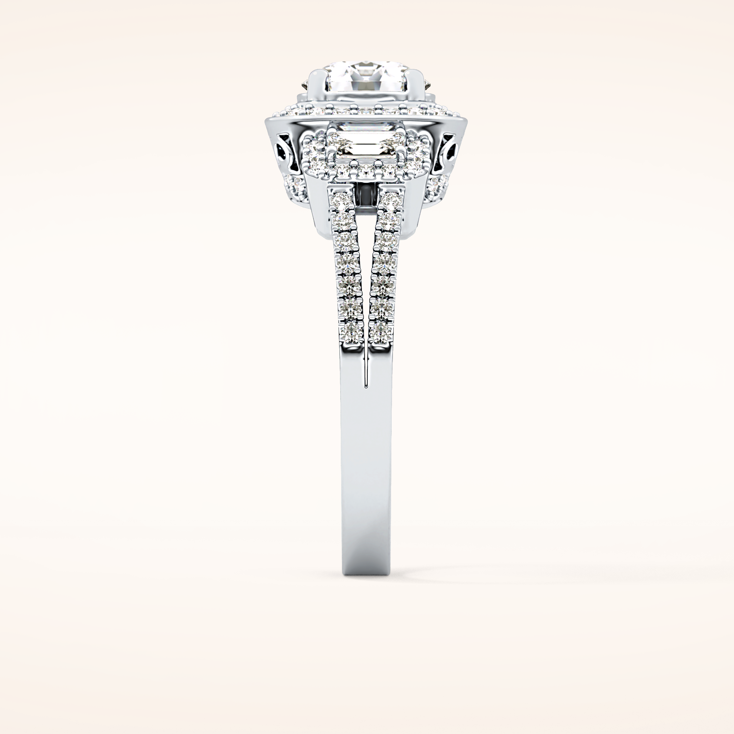 1.28 CT Round Shaped Cluster Moissanite Engagement Ring