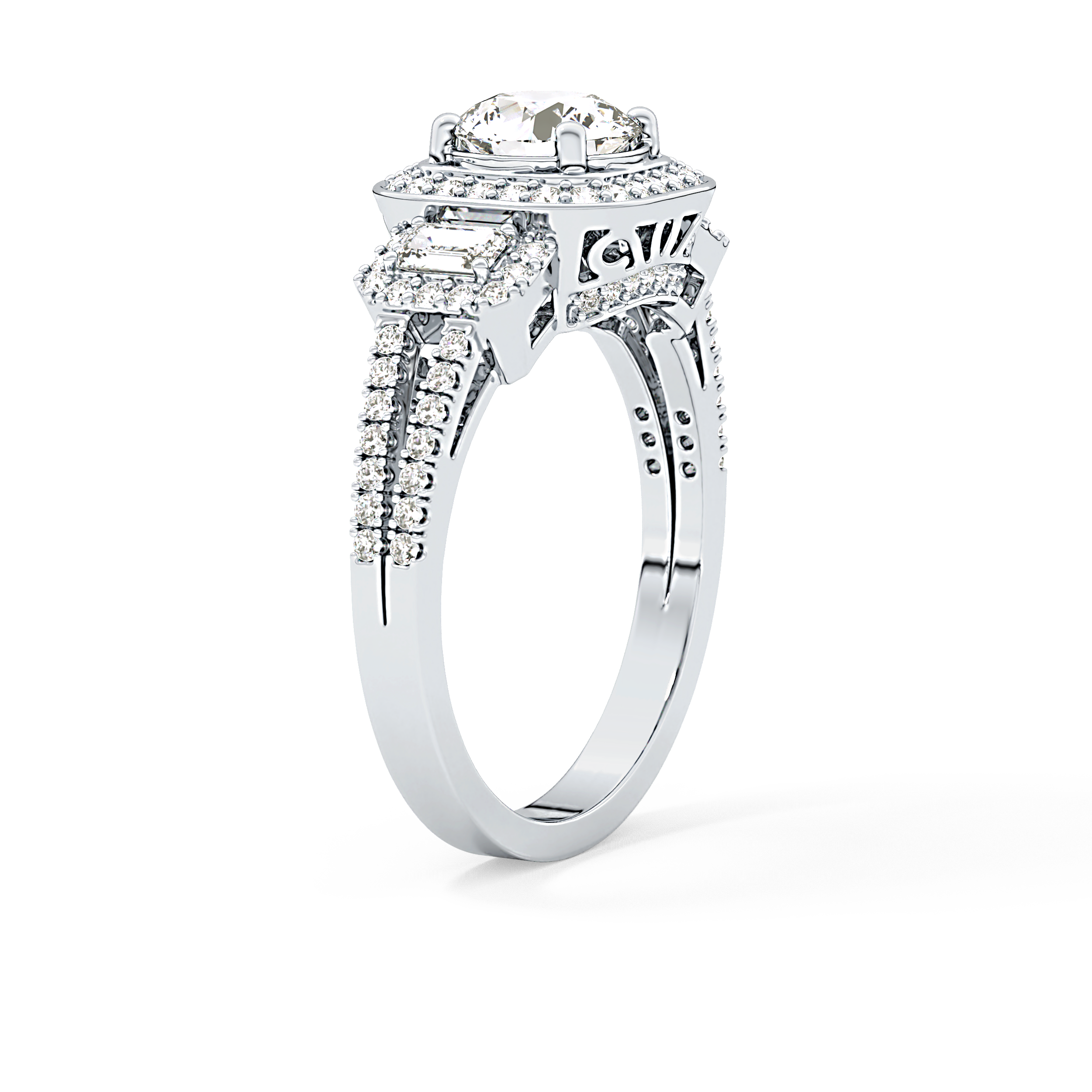 Round Cluster Lab Grown Diamond Engagement Ring