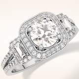 1.28 CT Round Shaped Cluster Moissanite Engagement Ring