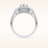 1.28 CT Round Shaped Cluster Moissanite Engagement Ring