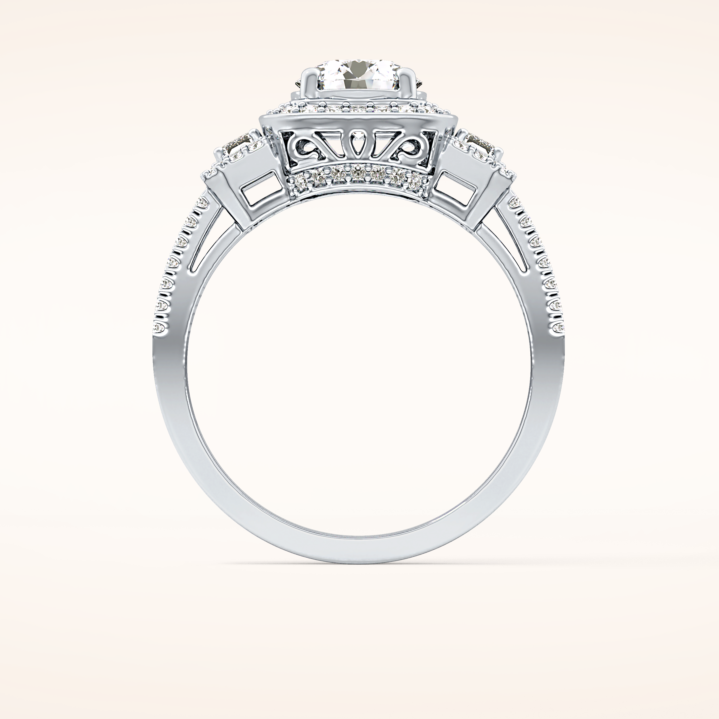 1.28 CT Round Shaped Cluster Moissanite Engagement Ring
