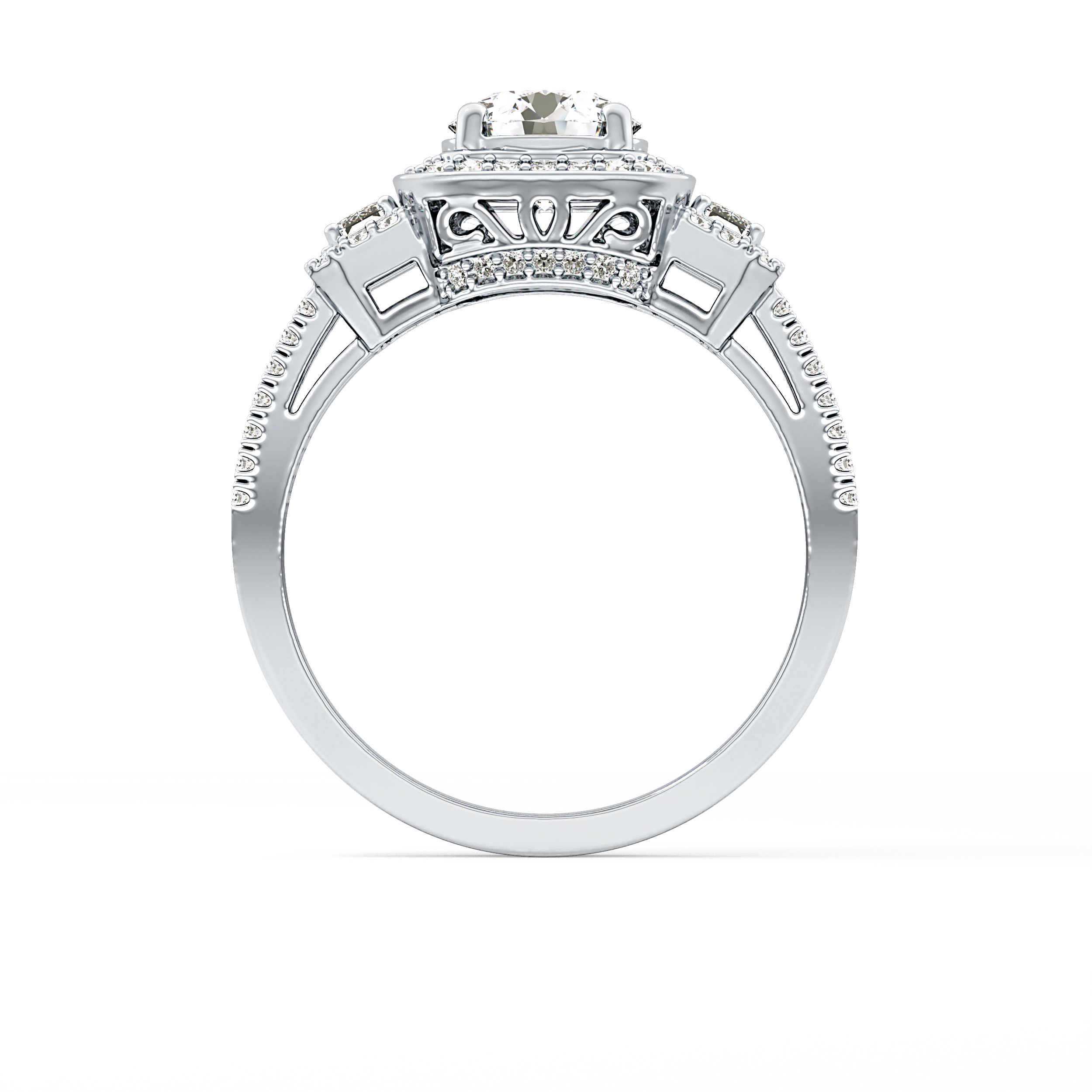 Round Cluster Lab Grown Diamond Engagement Ring