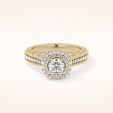 0.46 CT Round Shaped Double Halo & Pave Moissanite Engagement Ring