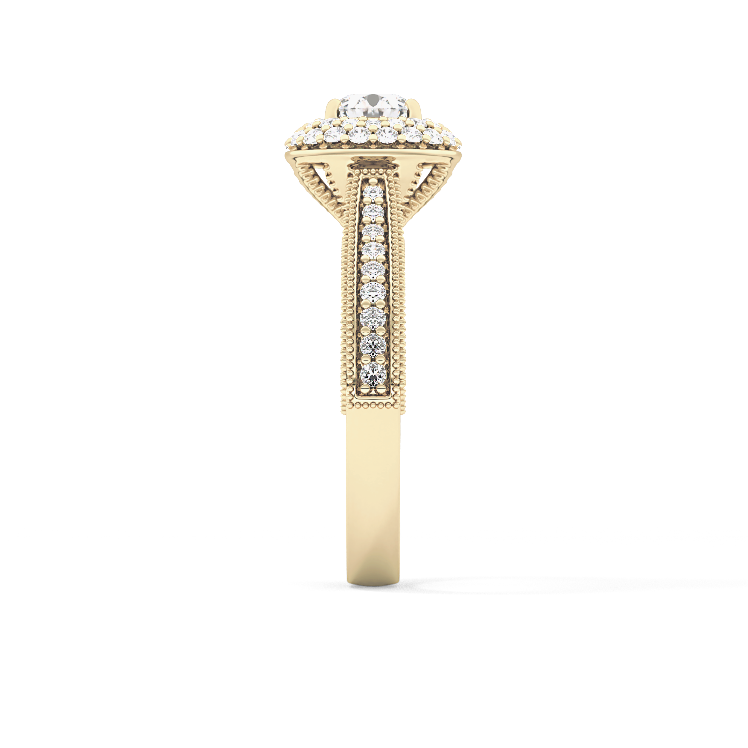 Round Halo & Pave Lab Grown Diamond Engagement Ring