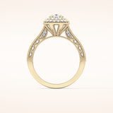 0.46 CT Round Shaped Double Halo & Pave Moissanite Engagement Ring