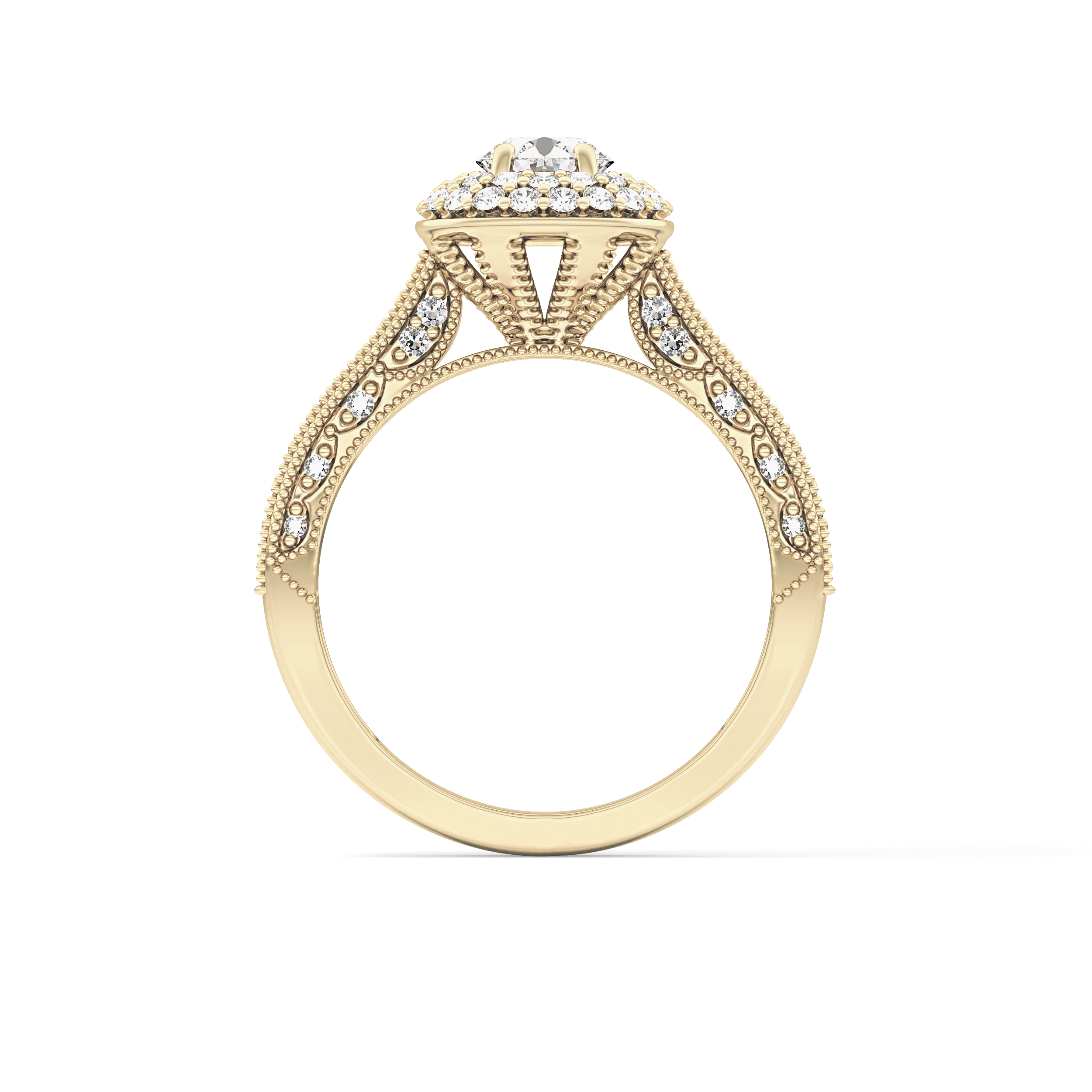 Round Halo & Pave Lab Grown Diamond Engagement Ring
