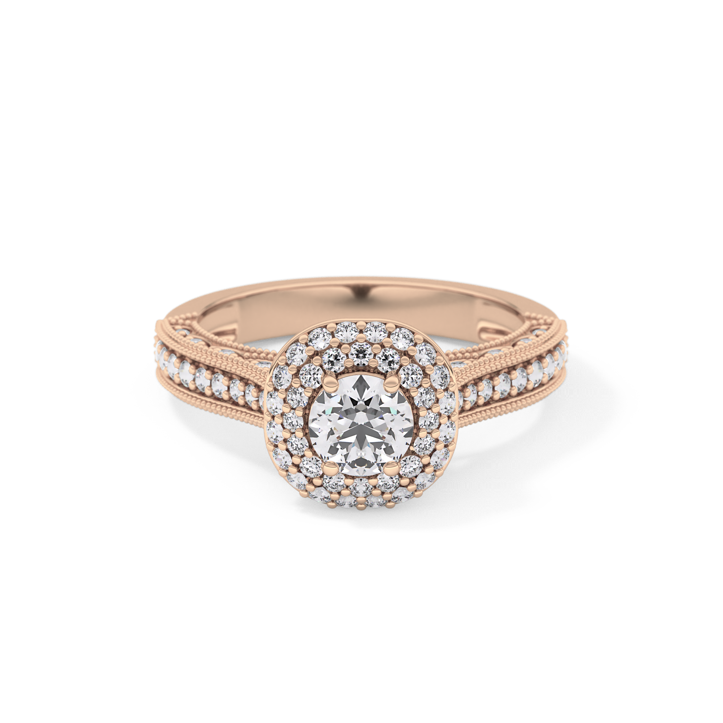 Round Halo & Pave Lab Grown Diamond Engagement Ring