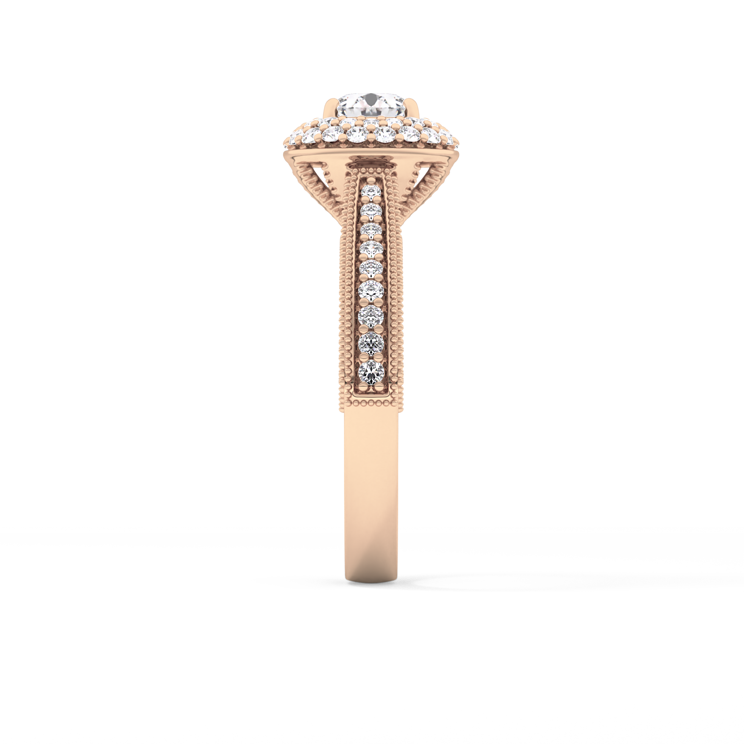 Round Halo & Pave Lab Grown Diamond Engagement Ring
