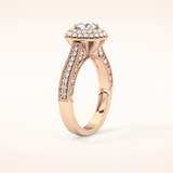 0.46 CT Round Shaped Double Halo & Pave Moissanite Engagement Ring