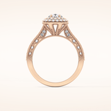 0.46 CT Round Shaped Double Halo & Pave Moissanite Engagement Ring
