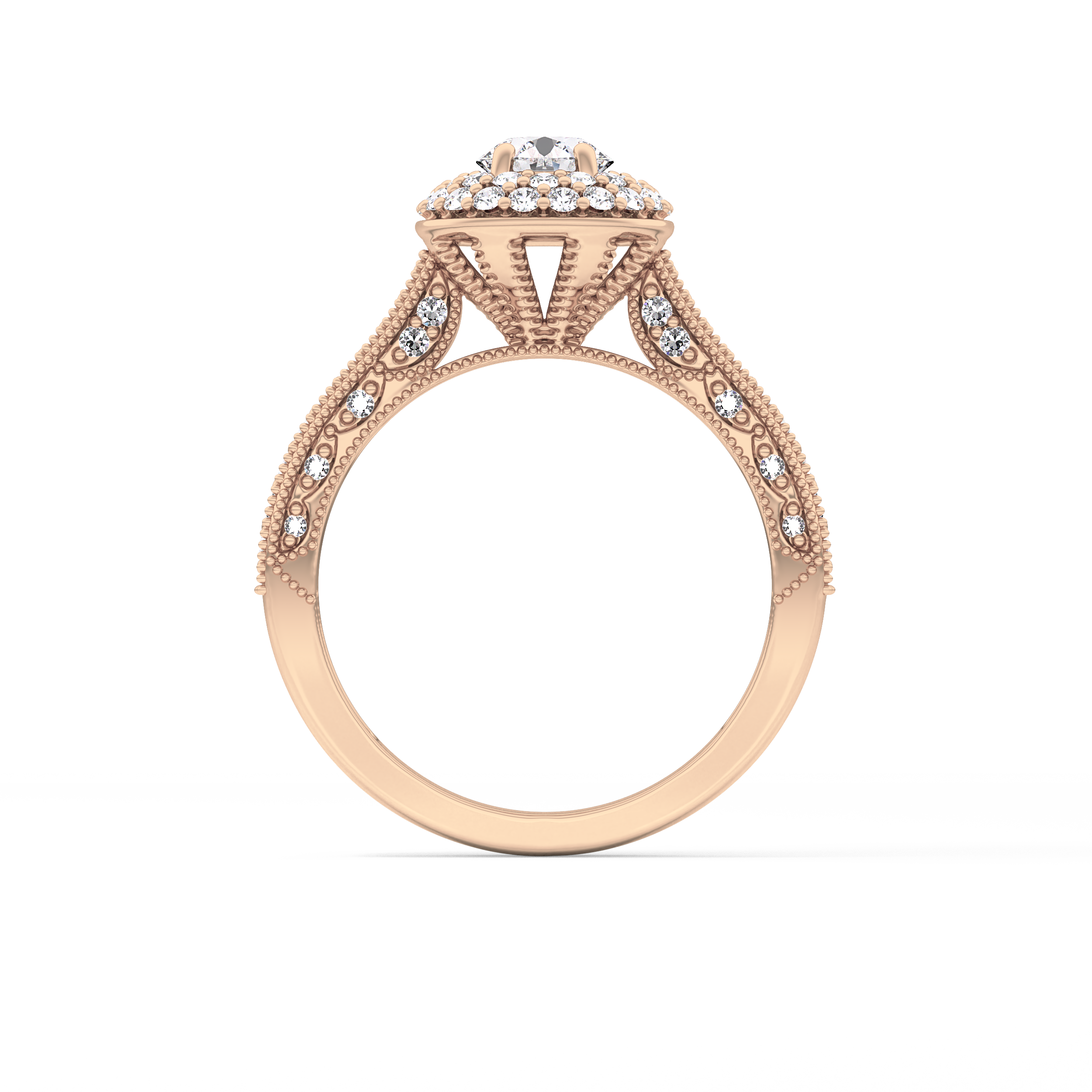 Round Halo & Pave Lab Grown Diamond Engagement Ring
