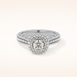 0.46 CT Round Shaped Double Halo & Pave Moissanite Engagement Ring