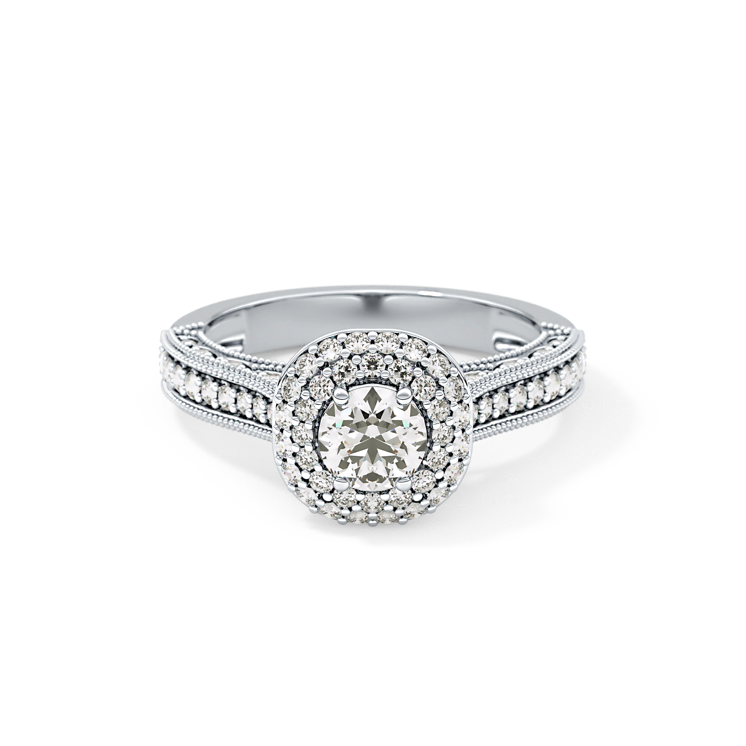 Round Halo & Pave Lab Grown Diamond Engagement Ring